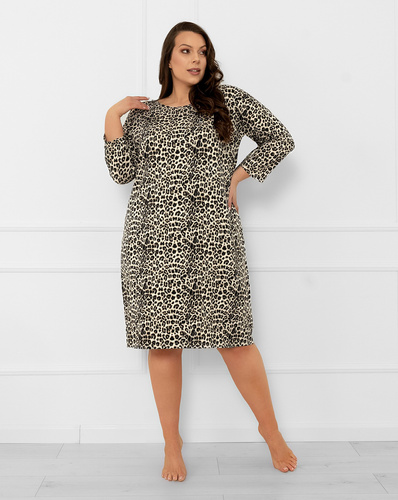 Cămașă de noapte pentru femei Kenia Italian Fashion - imprimeu leopard, mânecă 3/4