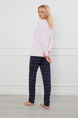 Arugia Pijama de damă cu mânecă lungă, pantaloni lungi Italian Fashion - roz/print 