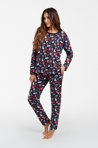 Cookies Pijama de damă cu mâneci lungi și pantaloni lungi Italian Fashion - print