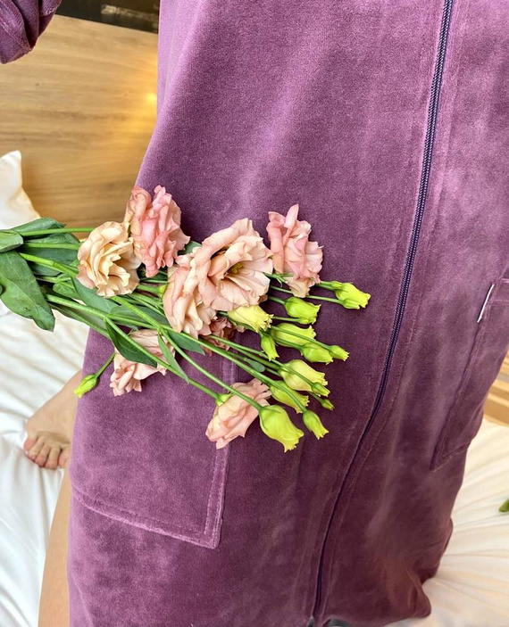 431 Velour Forex Rochie de toaletă pentru femei - Plum