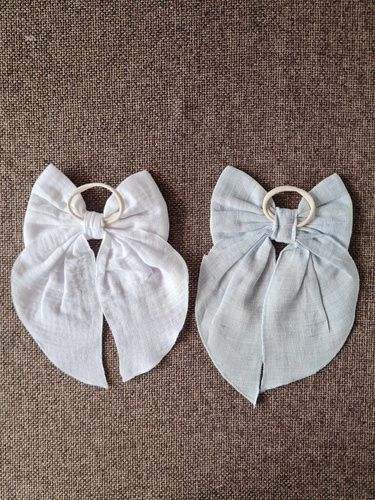 KGN16 Arc de păr din in cu bandă elastică Marija - albastru