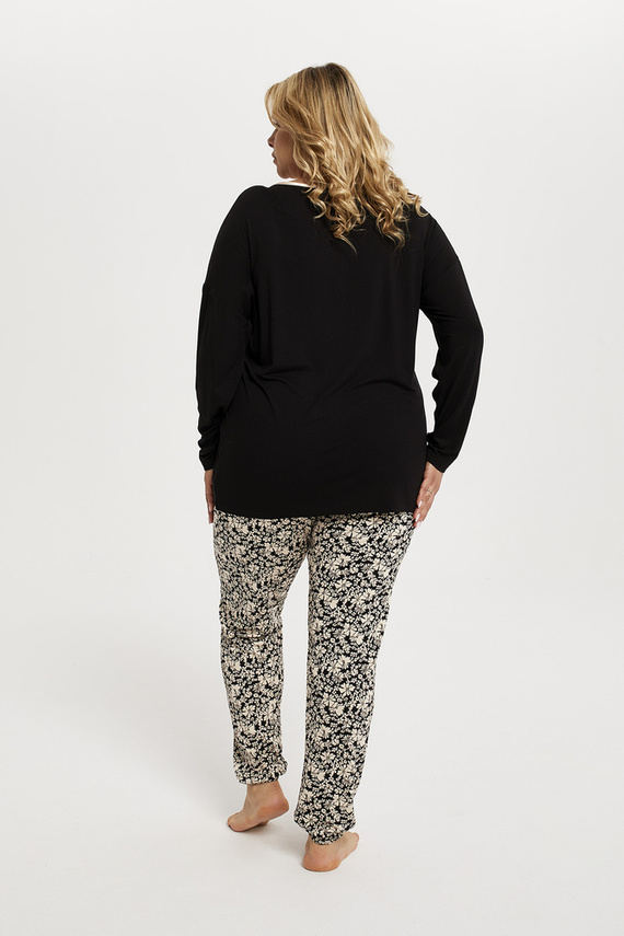 Guyana Ladies' Pyjamas mânecă lungă, pantaloni lungi Italian Fashion - negru/print