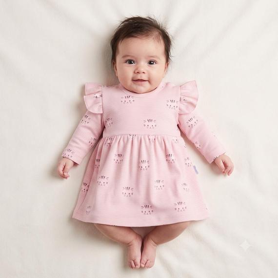 Rochie-body Nicol Tosia 225159 100% bumbac Pisicuțe roz mânecă lungă