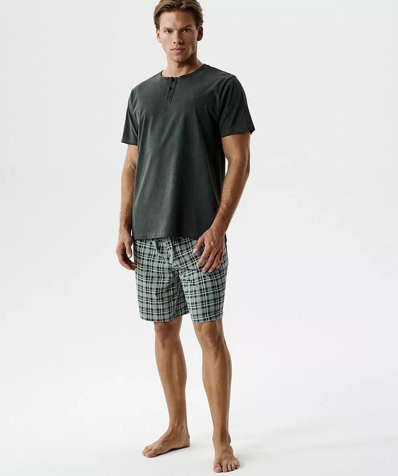 NMP-401 Pijama Bărbați Vară 100% Bumbac Peach Effect