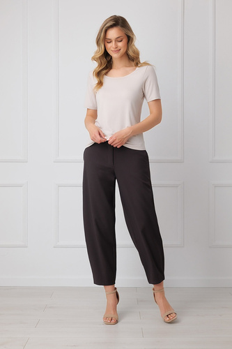 Bluză damă Italian Fashion Liza 93% bambus, mânecă scurtă, elastică - bej