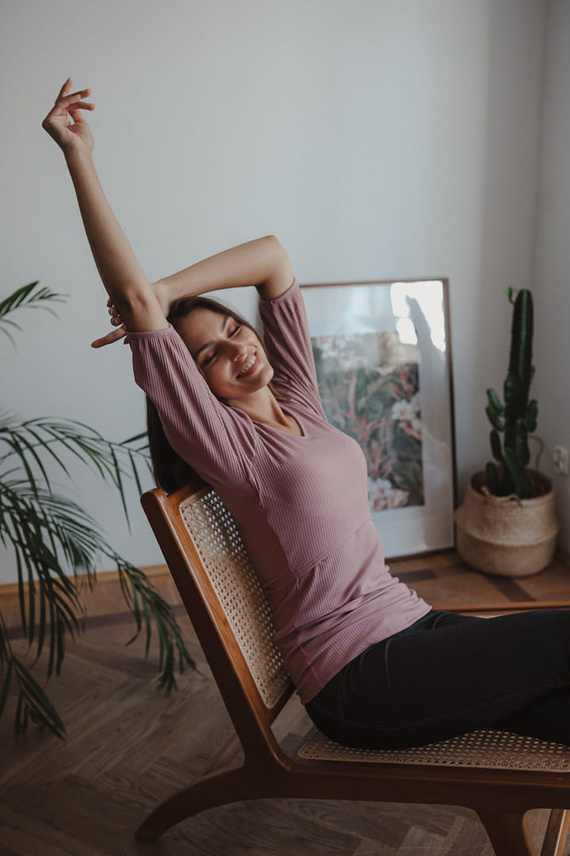 Bluză gravide și alăptare Milk&Love Milky Puff reiat mâneci bufante