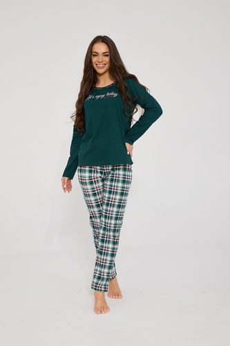 Cornette Enjoy 1101/485 Pijamale damă lungi 100% bumbac în carouri