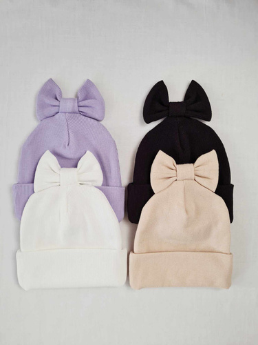 Pălărie Marija 15K cu nervuri duble cu fundă - ecru