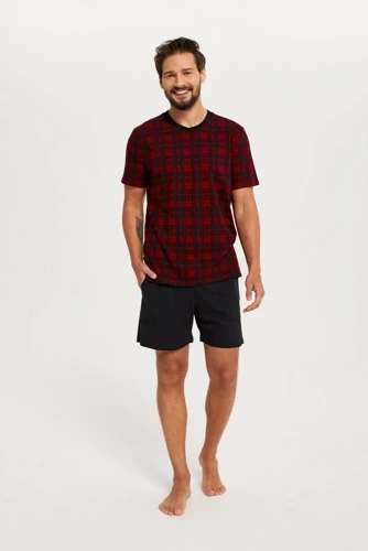 Elijah Pijama și pantaloni scurți cu mânecă scurtă pentru bărbați Italian Fashion - print/negru