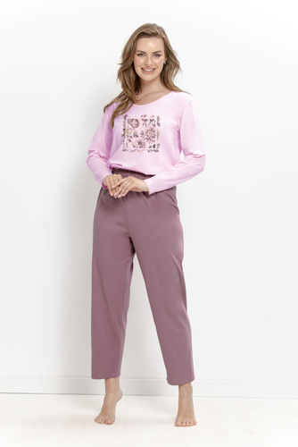 Pijamale damă Taro 3632/3657 Solene liliac, 100% bumbac, lungă