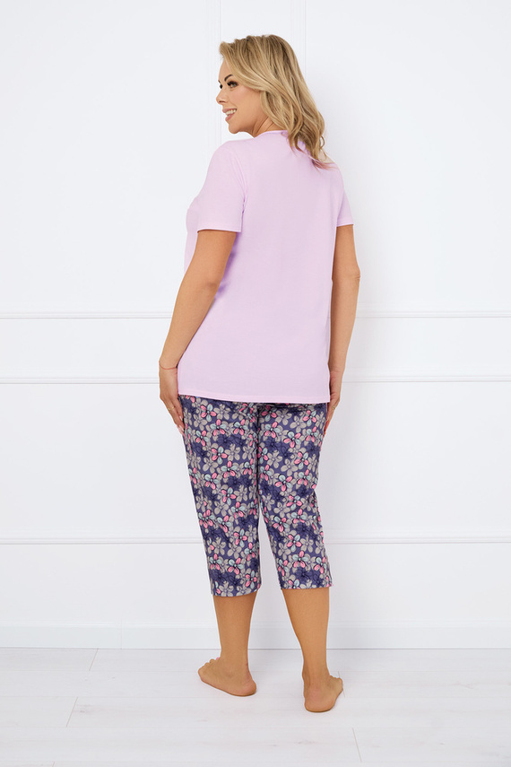 Carbonia Pijama de damă cu mânecă scurtă, pantaloni 3/4 Italian Fashion - roz/print