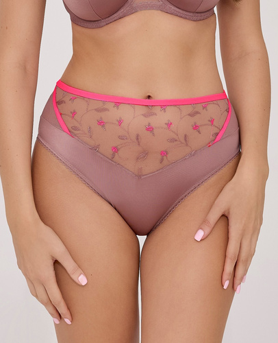 Chiloți brazilieni Ava 2217 Mocha Rose – microfibră fină și broderie florală