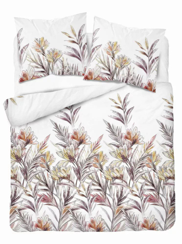 5504 B Lenjerie de pat din bumbac Tropical Flowers Naturalis – Detexpol alb