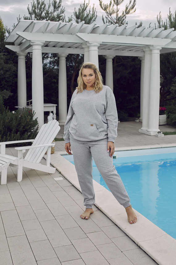 Set lung pentru femei Fox. mânecă, lungime. pantaloni Italian Fashion - melange