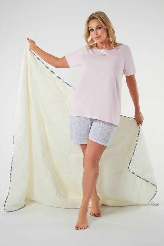 Tacoma Ladies' pijama cu mânecă scurtă și pantaloni scurți Italian Fashion - somon/print