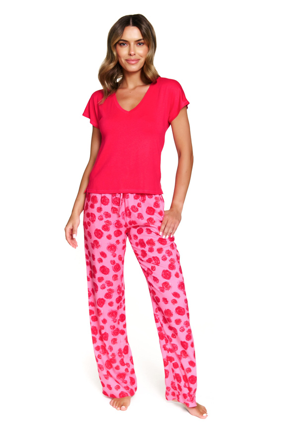 7361 Pijamale dama Doctor Nap - set de vascoza cu model trandafiri - trandafiri