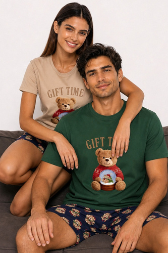 Cornette Gift Time 2 Christmas 1112/517 Pijamale damă scurte bej 100% bumbac