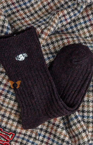 Șosete de damă YN5035 Warm Magnetis, maro - cu nervuri și aplicații