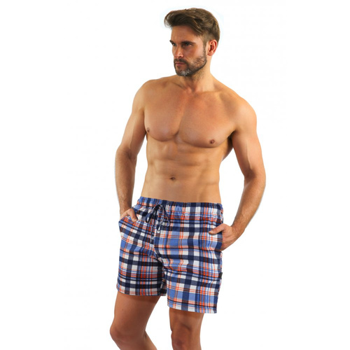 Pantaloni scurti de pijama Milo 2 Sesto Senso, carouri 06, albastru floarea de colt