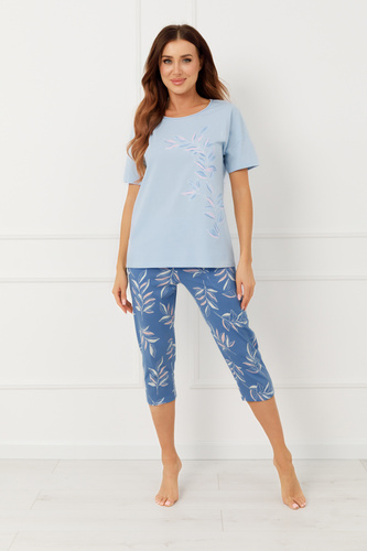 Pijama damă ERULA Italian Fashion bumbac mânecă scurtă pantaloni 3/4