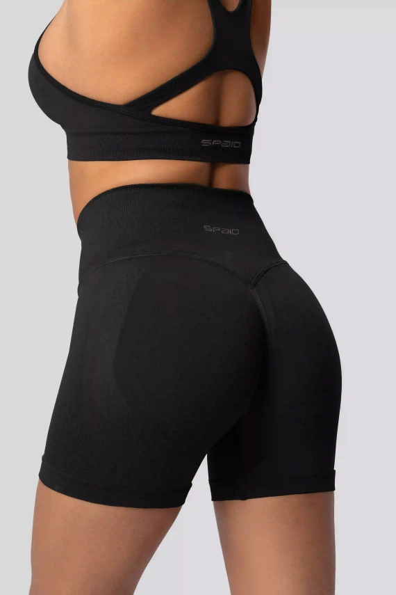 Spaio PUSH-UP PRO colanți scurți modelatori fără cusături talie înaltă fitness black