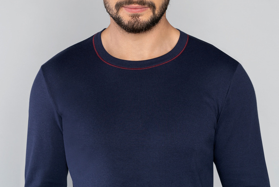 Horton Pijama cu mânecă lungă pentru bărbați, pantaloni lungi Italian Fashion - albastru navy/print