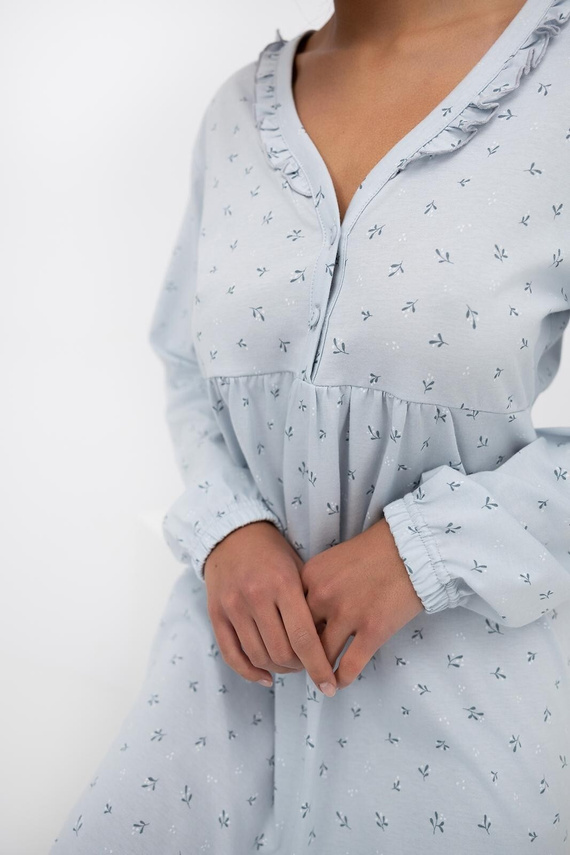 Cămașă de noapte Lucille Sensis pentru femei cu imprimeu porumbel - Cămașă de noapte din bumbac cu volane