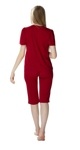 3639 Matylda Pijamale dama Seagull burgundy - matase vascoza, produs polonez, lungime 3/4