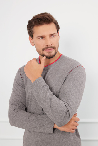 Ludwik Pijama cu mânecă lungă pentru bărbați, pantaloni lungi Modă italiană - ¶r. melange