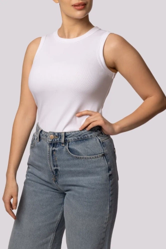 Tank top ribben Tricou fără mâneci pentru femei Mona alb