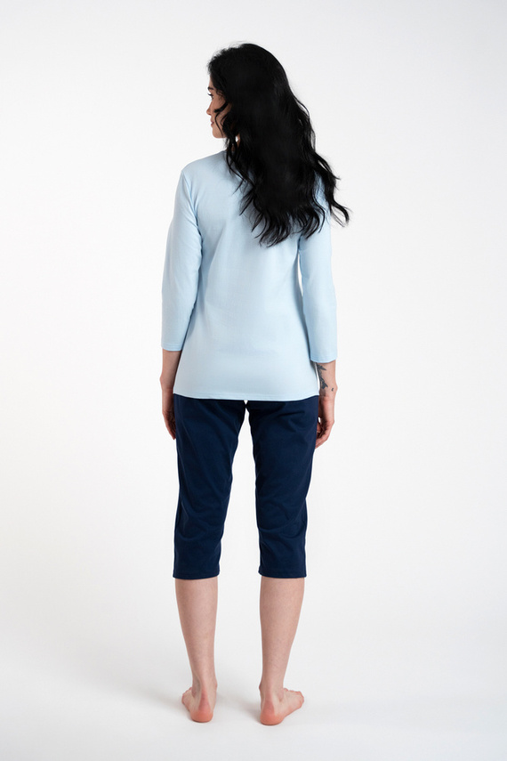 Arietta Pijama de damă cu mâneci 3/4 și pantaloni 3/4 Italian Fashion - albastru