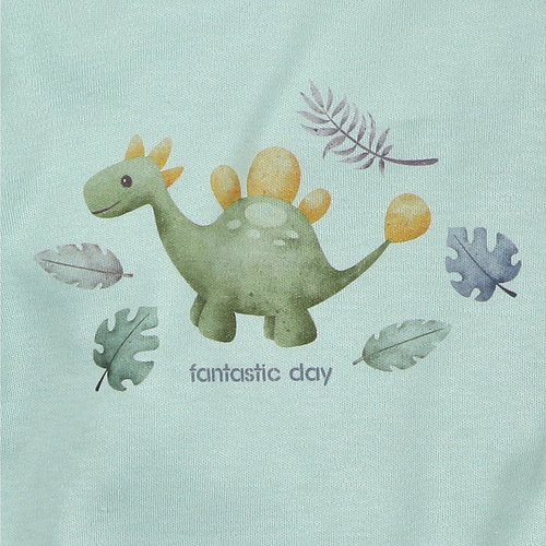 Body din bumbac organic cu dinozauri exploratori ABN-5566 Nini Mentă – Bumbac organic, mânecă lungă