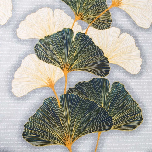 31510/1 Set de lenjerie de pat din flanel Flanellove Darymex gri verde frunze de ginkgo – set, 100% bumbac, cald și moale