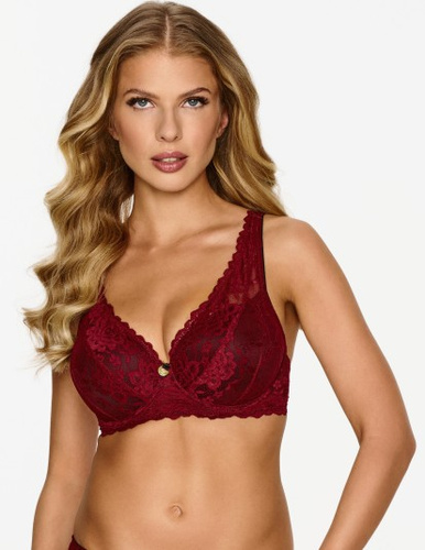 2629 Sutien Lupoline - push-up din dantelă burgundy cu armătură