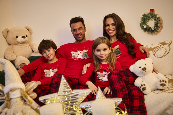 Pijamale de iarnă Cornette pentru femei 671/421 - Crăciun, roșii, bumbac, mâneci lungi