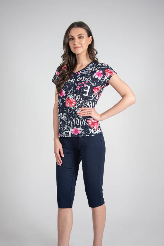 676 Pijama de damă cu talpă Forex - albastru marin