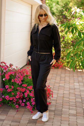 Trening dama din bumbac Mili Mirale, set confortabil cu buzunare - productie poloneza - negru