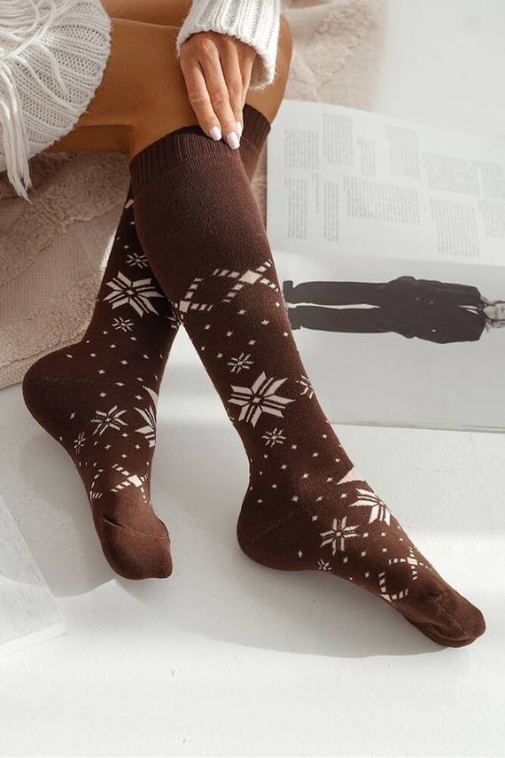 0309.002 Șosete de damă înalte până la genunchi Terry vede Milena - maro