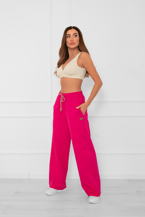 Pantaloni lungi pentru femei Caro fuchsia - pantaloni eleganți, eleganți într-o culoare la modă