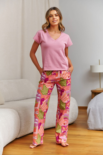 Pijama damă Doctor Nap 7429 100% bumbac imprimeu colorat Hansen
