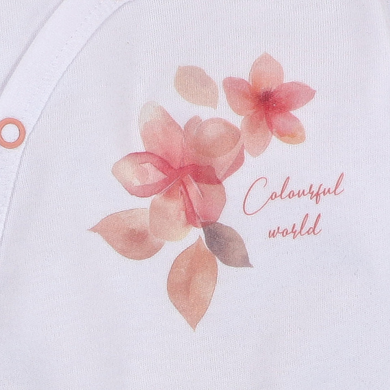 ABN-5412 Body plic cu flori colorate cu mâneci lungi Nini alb