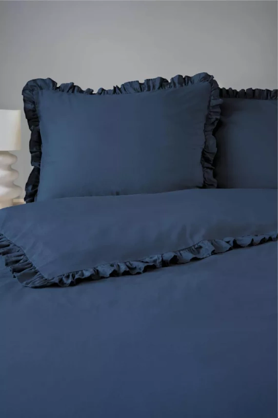 Pure 23 Lenjerie de pat din bumbac monocolor Detexpol denim