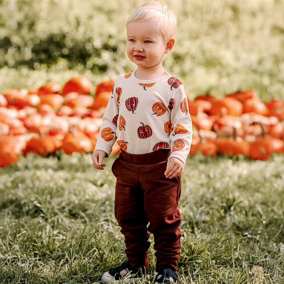 Body pentru bebeluși Halloween Eevi – ecru, dovleci, bumbac