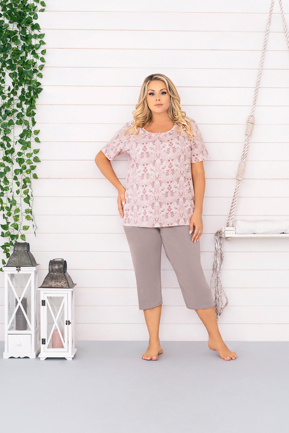 Kalmia Pijamale pentru femei cu mânecă scurtă, pantaloni 3/4 Italian Fashion-print 