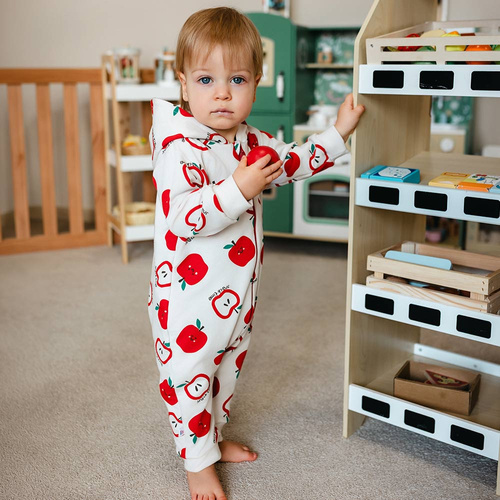 Salopetă bebeluș Eevi ecru 100% bumbac fără botoșei confort