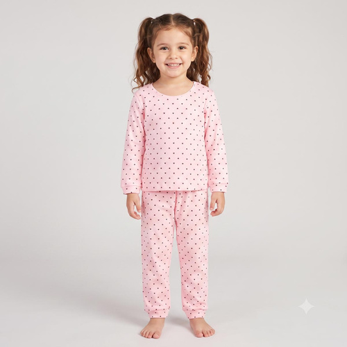 Pijamale fete Nicol Tosia 225038 bumbac lungi roz cu inimioare