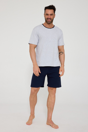 Cornette 338/53 pijama bărbați gri bumbac mânecă scurtă confort