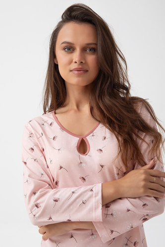 Cămașă de noapte roz Luna 279 – bumbac, mâneci 7/8, confortabilă și elegantă