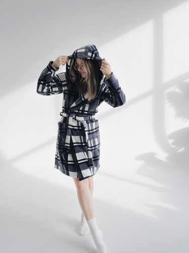 031 De Lafense pătură halat de baie - cald fleece femei halat de baie Super Cozy, gri