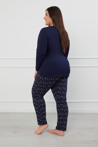 Arugia Pijama de damă cu mânecă lungă, pantaloni lungi Italian Fashion - albastru navy/print 